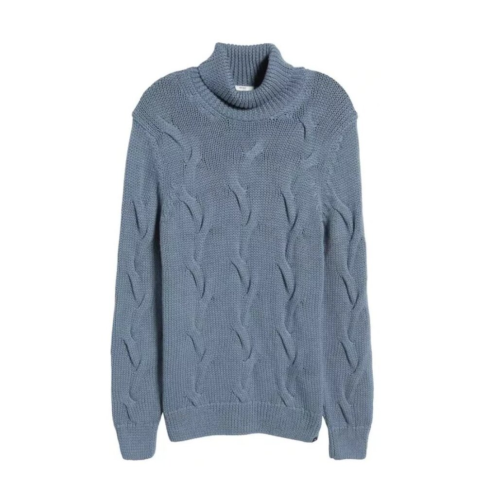 $248 BRAX Men's US S EU 48 Brian Wool Blend Knit Turtleneck Sweater Storm Blue